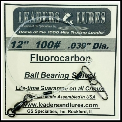 100# 12" Fluorocarbon Leader .039 Dia